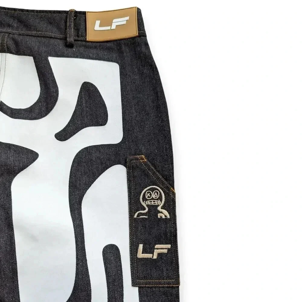 La Fam X Dutreuil Paris Jeans Logo Screenprint Streatwear Indie Sleeze